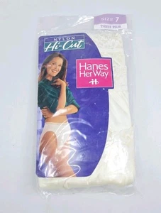 Vintage Hanes Her Way Nylon Hi Cut Panties 1997 Size 7 Three Pair New In Package - Picture 1 of 4