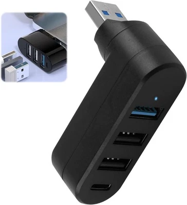 USB 3.0 Hub Splitter 4-Port Rotatable High Speed Data Transfer 5Gbps Portable - Image 1 of 4