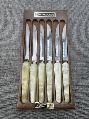 Juego de 6 cuchillos dentados para carne vintage Town & Country de Washington Forge EE. UU. Foto 1 de 4