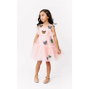 Lola and the Boys Butterfly Gem Tulle Dress Sz 8 Pink Ruffles Special Occasion - Picture 1 of 10