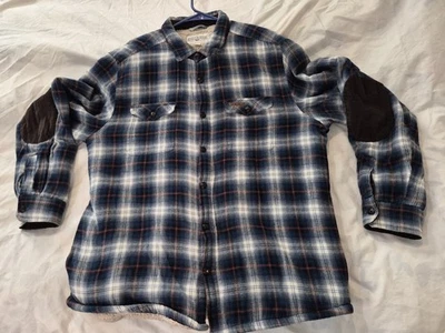 Field & Stream Flannel Shirt Jacket Mens Large Blue Plaid Sherpa Lined Shacket - Image 1 of 4