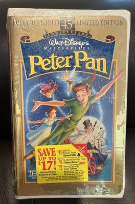 VTG Peter Pan (VHS, 1998) Walt Disney's Masterpiece Collection - New Sealed — 第 1/4 张图片
