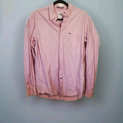 CAMISA DE VESTIR LACOSTE HOMBRE ROSA (Talla 42 L) Excelente Estado Ajuste Regular Foto 1 de 3