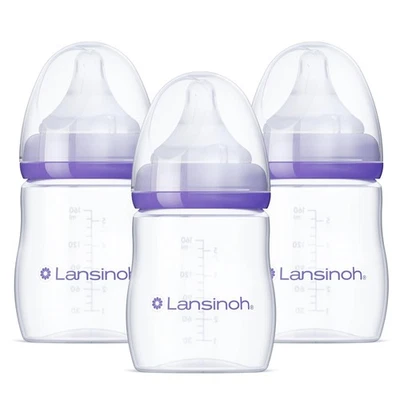 Lansinoh Anti-Colic Baby Bottles for Breastfeeding Babies, 5 Ounces, 3 Count - Image 1 of 4