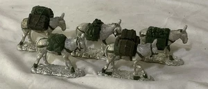 Pack Horse Donkey Metal Lot Of 5 2.5” Miniature Green Original Sculpt - Picture 1 of 6