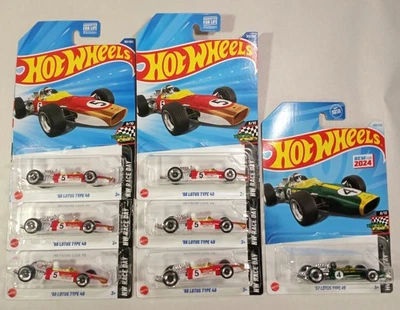 Hot Wheels Lot 7pc 67 Lotus Type 49, 68 Lotus Type 49 Red, Green Race Day - Image 1 of 4