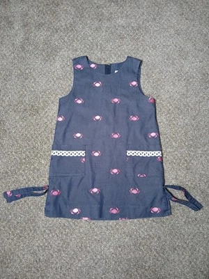 Vestido recto Lilly Pulitzer niñas azul con cangrejos rosas bordado talla 6 B98 Foto 1 de 4