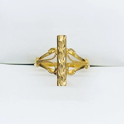 22k 916 Yellow Gold Diamond Cut Bar Nugget Engagement Wedding Ring Band Size 8 - Image 1 of 4