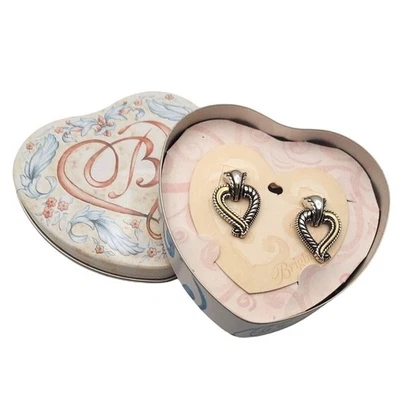 Pendientes Brighton Callie Clásicos Postes Dos Tonos Plata Oro Forma de Corazón Lata de Regalo Foto 1 de 4