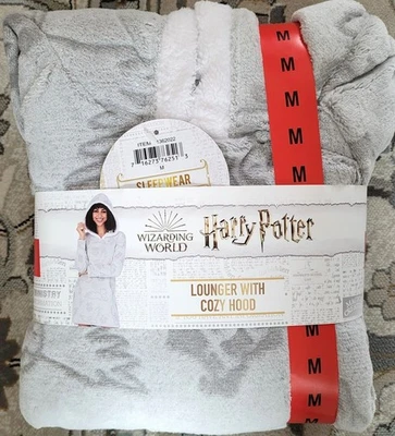 NWT Harry Potter Wizarding World Gray Plush Fleece Hooded Lounger Robe M - Image 1 of 4