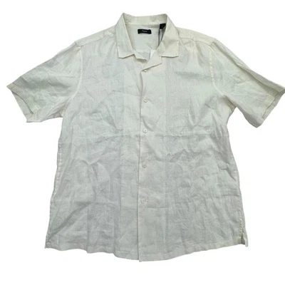 Theory Shirt Mens XL Ivory Linen Daze Precise Button Up Short Sleeve Casual - Image 1 of 4