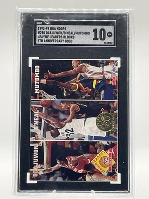 Hoops Blocking Leaders 1993 Shaq O’Neal/Olajuwon/Mutombo #290 SGC 10 GEM MT Foto 1 de 2