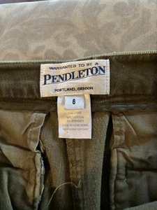 Pendleton Women's Pants Fine Corduroy Wide Leg Dark Olive Green Vintage Size 6 - Picture 1 of 7