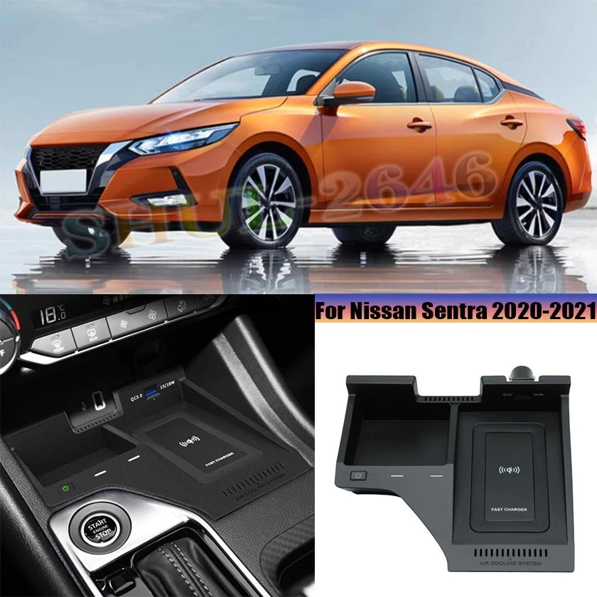 Consola central de carga rápida de teléfono con cargador de coche inalámbrico para Nissan Sentra 20-21 Foto 1 de 4