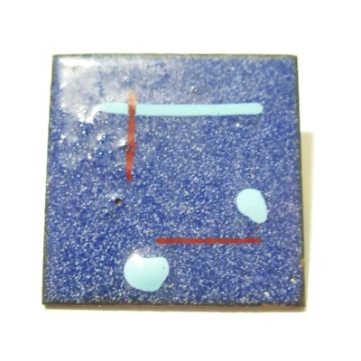 Broche prendedor azul abstracto cuadrado vintage años 70 esmalte cobre Foto 1 de 2