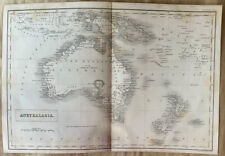 1842 Britannica Antique Map Australasia Australia New Zealand Oceania