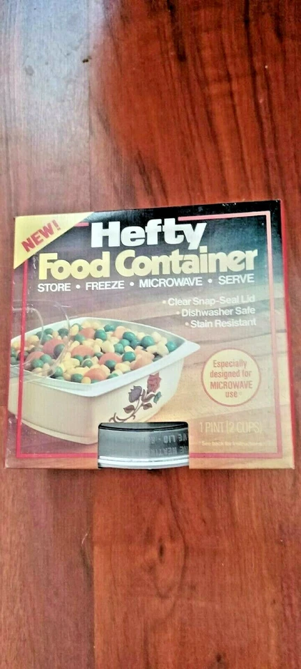 VINTAGE 1983 Hefty Microwave Food Container Floral Design 1 pint 2  Cups NOS - Image 1 of 1
