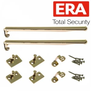 2x ERA TRADITIONAL GOLD FINISH WINDOW STAYS Modern Arm Fastener Handle Timber - Picture 1 of 3