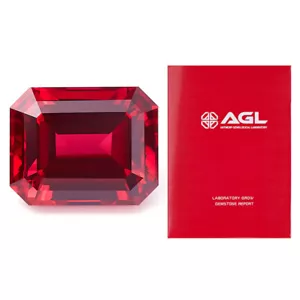 Emerald Cut Ruby Loose Gemstone Lab-Created Genuine Red Corundum Lab Grown AAA - Picture 1 of 10