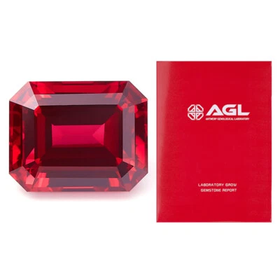 Emerald Cut Ruby Loose Gemstone Lab-Created Genuine Red Corundum Lab Grown AAA - Image 1 of 4