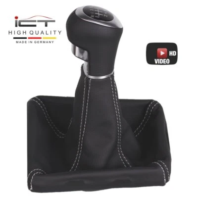 ICT gear shift for Saturn Aura Vauxhall Opel Vectra C leather, stitch silver B65 - Image 1 of 4