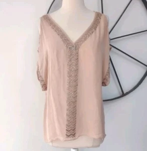 Parker beige Perlen Kurzarm Bluse S $ 286 - Bild 1 von 5