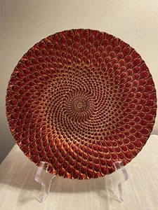 PFAUENMUSTER TELLER ROT - Bild 1 von 3