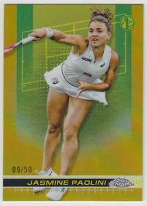 2024 Topps Chrome Tennis Jasmine Paolini #192 1st Gold Refractor 09/50 - Picture 1 of 2