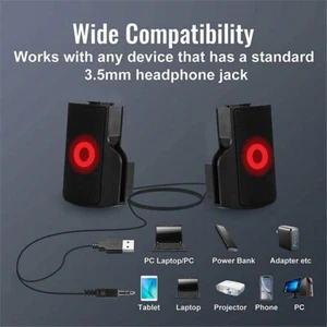 Haut-parleurs d'ordinateur audio basse stéréo 3,5 mm USB filaire barre de son pour ordinateur portable de bureau - Photo 1/10