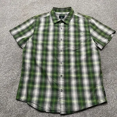 prAna Shirt Medium Green Plaid Organic Cotton Blend Casual Short Sleeve Mens - Image 1 of 4