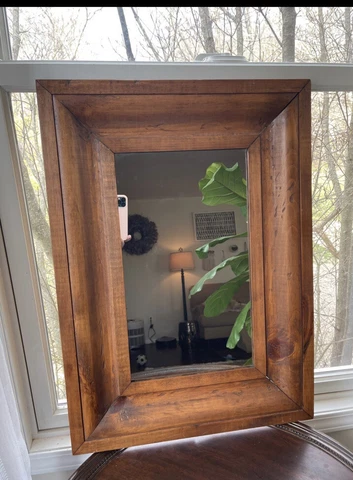 Antique Pine Wood Framed Mirror Cover