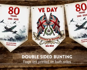 VE Day Double Sided Vintage Style Celebration Bunting WWII Victory in Europe - Picture 1 of 7