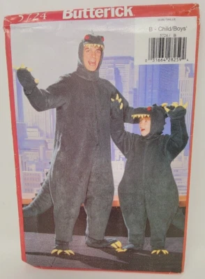 Butterick 5724 Boys GODZILLA Dinosaur costume jumpsuit sz 2-10 Vintage - Image 1 of 3