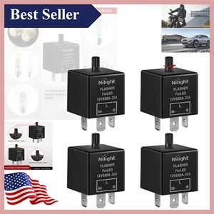 Premium 4PCS Adjustable 3-Pin LED Flasher Relays for Car and Motorcycle Signals - Picture 1 of 10