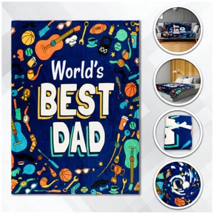 World's Best Dad Blanket Soft Plush Blanket Father's Day Blanket 50x60in - Picture 1 of 8