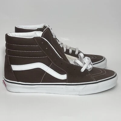 VANS Men 11.5 Sk8-Hi Shoe Suede Canvas Brown White Sneaker High Top Gum Bottom - Image 1 of 4