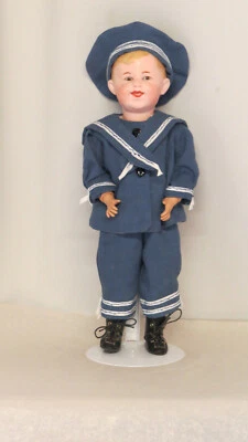 " Heubach " Ragazzino Occhi Vetro 36 CM, Bambola Riproduzione Antica Doll - Immagine 1 di 4