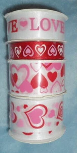 Valentinstag rosa rot weiß Herzen Satin 3/8 5/8 7/8" Band 12 Yds Qualität NEU - Bild 1 von 1