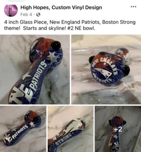 5 In. CUSTOM New England Patriots, Glass Tobacco Smoking Pipe, Boston strong NEW - Picture 1 of 4