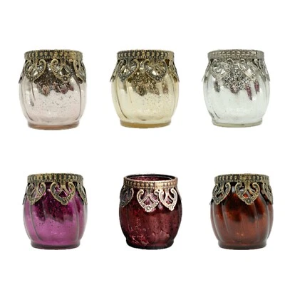 3er SET Windlicht Teelichtglas Antik Vintage Deko Klein aus Glas/Metall - Bild 1 von 4