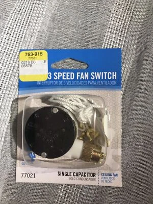 Interruptor de ventilador de 3 velocidades Westinghouse 77021 condensador único. NUEVO Ventilador de techo de latón Foto 1 de 2