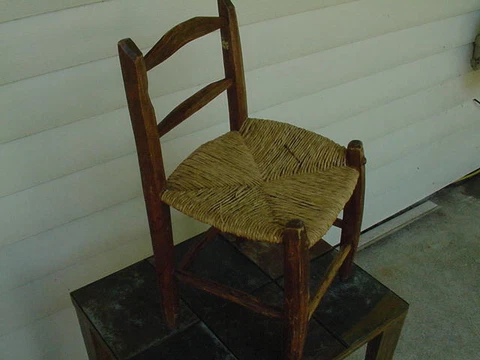 Vintage Child's Chair Hand Carved Wicker seat Cover