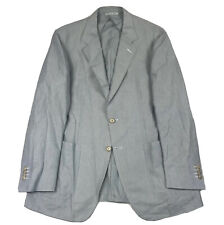 Canali Kei Cream Blue Striped Unstructured Linen Cotton Mens Blazer 40R Mint