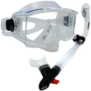 Promate Scuba Diving Snorkeling Panoramic Purge Mask Dry Top Snorkel Gear Set