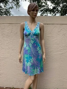 EMILIO PUCCI WUNDERSCHÖNES GEOMETRISCHES SOMMERKLEID AUS 100 % SEIDE MOD DRUCK GRÖSSE 8 - Bild 1 von 10