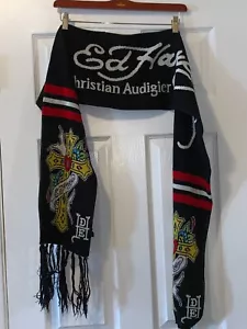 ED HARDY BY CHRISTIAN AUDIGIER MENS SCARF LENGTH 77" X WIDTH 10" CROSS GRAPHIC - Picture 1 of 3