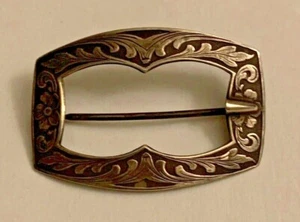 Broche broche hebilla cinturón ornamentado vintage de plata de ley - Imagen 1 de 8