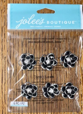 Jolees 3D черный и серебряный розы цветы свадьбы свадьбы невесты для скрапбукинга наклейки - Изображение 1 из 4