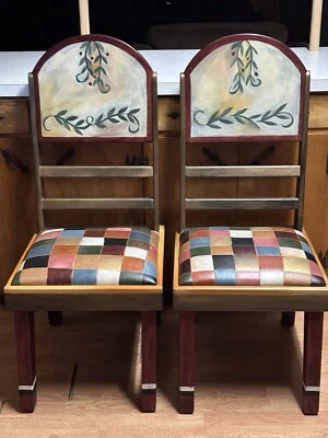 Sticks Sarah Grant Art Chairs - Wood &Leather YOUR CHOICE OR PURCHASE SET *READ* - Image 1 of 4