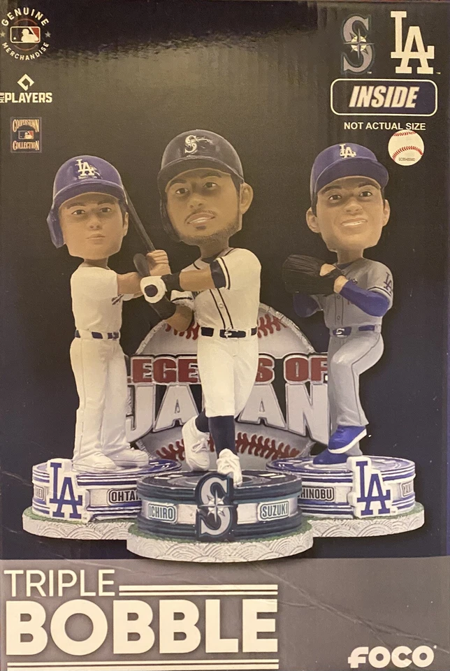 Shohei Ohtani, Yoshinobu Yamamoto, & Ichiro Suzuki Triple Bobblehead - Image 1 of 1